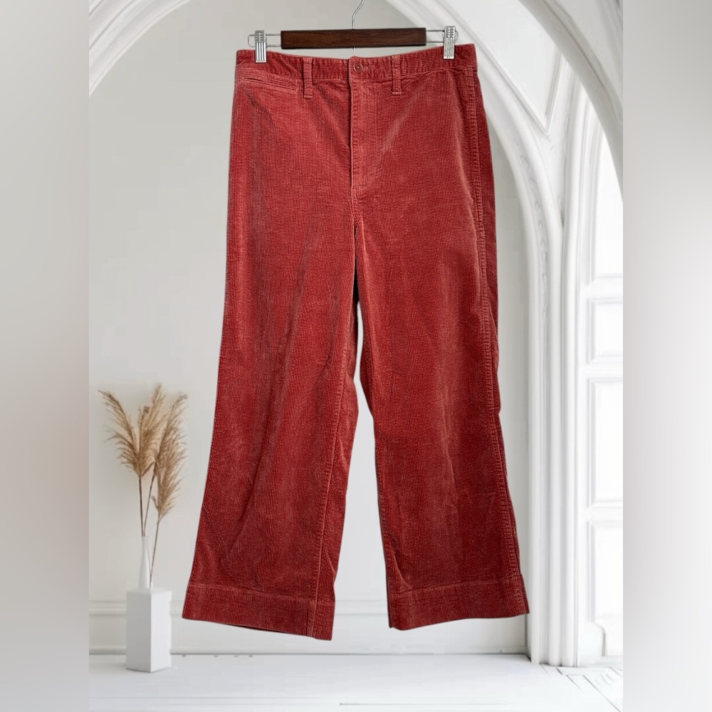 Madewell Women’s Wide Leg Orange Cotton Corduroy High Rise Jeans Size 28